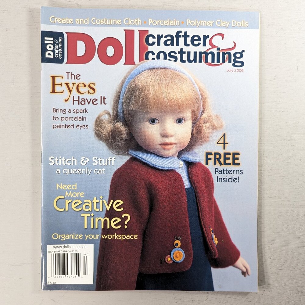 Doll crafter and costuming magazine JULY 2006, doll making magazine
